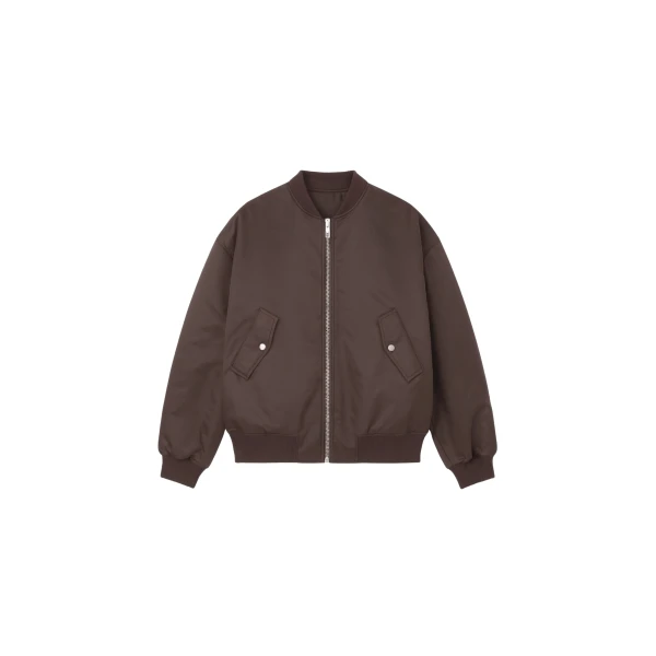 The Frankie Shop Astra Bomber Jacket - Brown - Oversized Minimalist Jackets in Beige - Shop at Coveti
