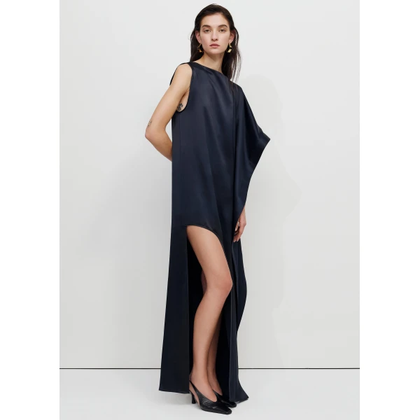 The Frankie Shop Asymmetric Maxi Dress – Dark Ink Navy, view 4