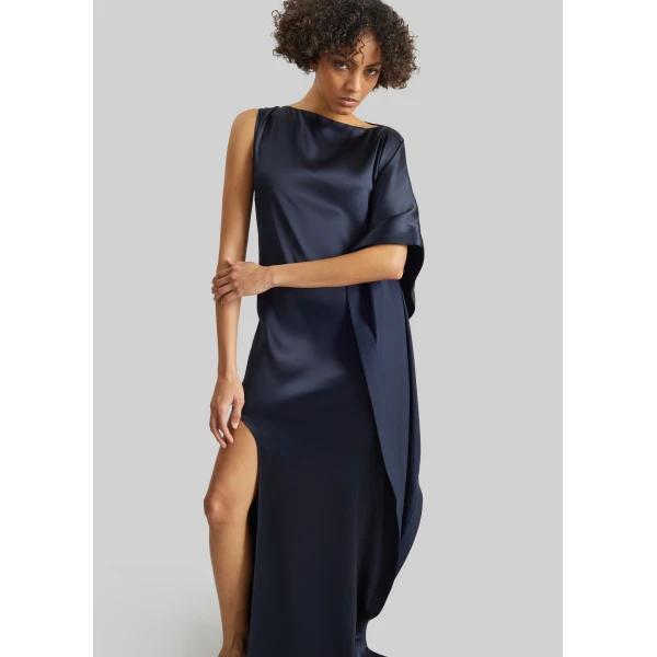 The Frankie Shop Asymmetric Maxi Dress – Dark Ink Navy, view 5