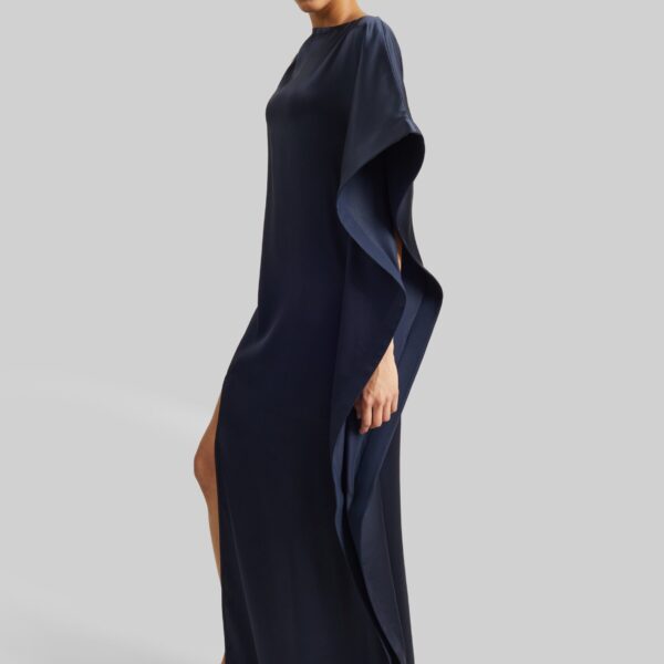 The Frankie Shop Asymmetric Maxi Dress - Dark Ink Navy - Oversized Minimalist Dresses in Black - Shop at Coveti