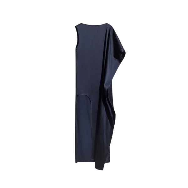 The Frankie Shop Asymmetric Maxi Dress - Dark Ink Navy - Oversized Minimalist Dresses in Black - Shop at Coveti