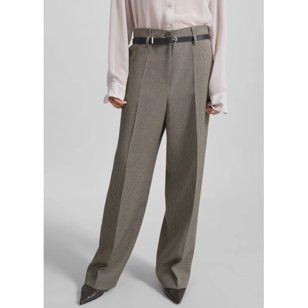 The Frankie Shop Aubel Belted Straight Pants – Black Houndstooth, view 2