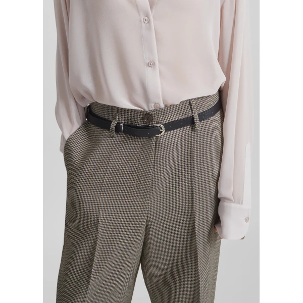 The Frankie Shop Aubel Belted Straight Pants – Black Houndstooth, view 3