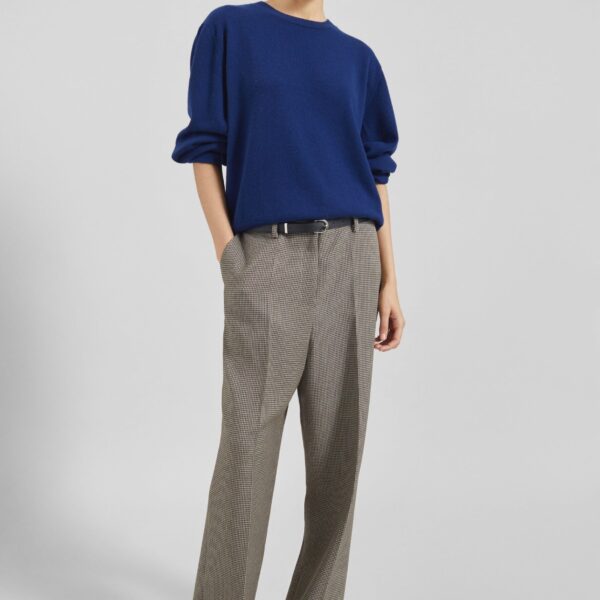 The Frankie Shop Aubel Belted Straight Pants - Black Houndstooth - Oversized Minimalist Pants in Multicolour - Shop at Coveti