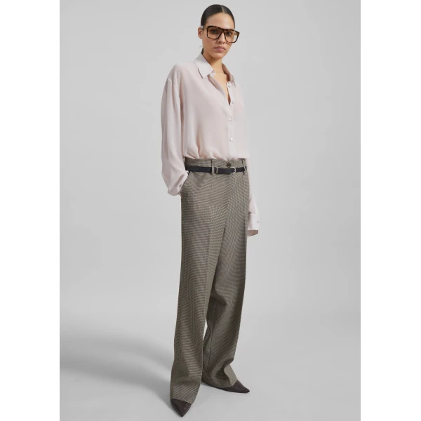 The Frankie Shop Aubel Belted Straight Pants – Black Houndstooth, view 6