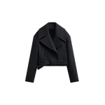 The Frankie Shop Aumale Cropped Wool Peacoat - Charcoal - Oversized Minimalist Coats in Grey - Shop at Coveti