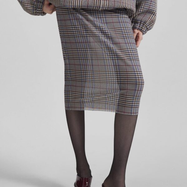 The Frankie Shop Aurora Sheer Mesh Skirt - Beige Glen Plaid - Oversized Minimalist Skirts in Multicolour - Shop at Coveti