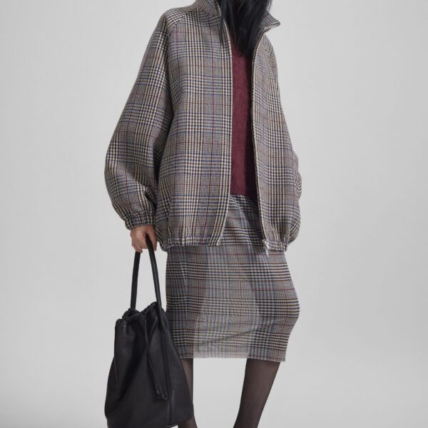The Frankie Shop Aurora Sheer Mesh Skirt - Beige Glen Plaid - Oversized Minimalist Skirts in Multicolour - Shop at Coveti