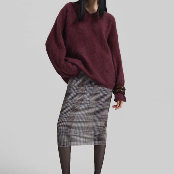 The Frankie Shop Aurora Sheer Mesh Skirt - Beige Glen Plaid - Oversized Minimalist Skirts in Multicolour - Shop at Coveti
