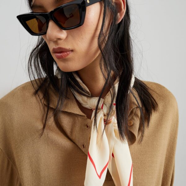 The Frankie Shop Avallon Padded Knit Polo - Camel - Oversized Minimalist Tops in Beige - Shop at Coveti