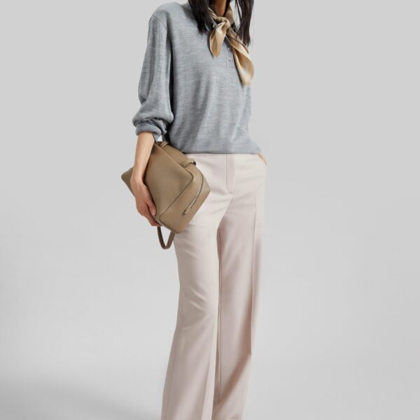 The Frankie Shop Avallon Padded Knit Polo - Grey - Oversized Minimalist Tops in Grey - Shop at Coveti