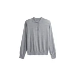 The Frankie Shop Avallon Padded Knit Polo - Grey - Oversized Minimalist Tops in Grey - Shop at Coveti