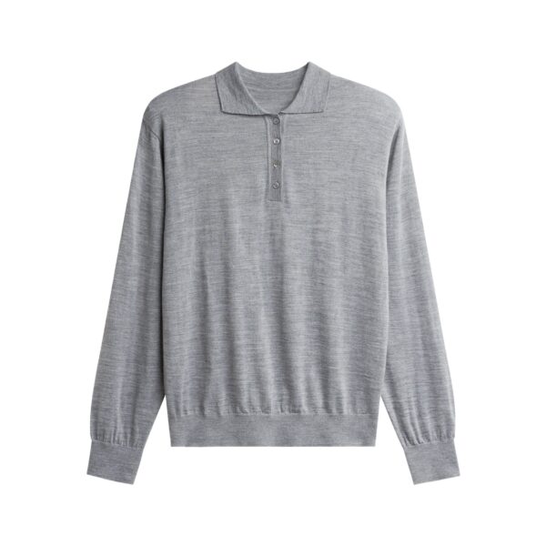 The Frankie Shop Avallon Padded Knit Polo - Grey - Oversized Minimalist Tops in Grey - Shop at Coveti