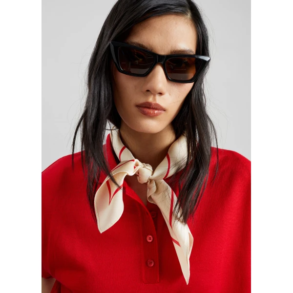 The Frankie Shop Avallon Padded Knit Polo – Red, view 5