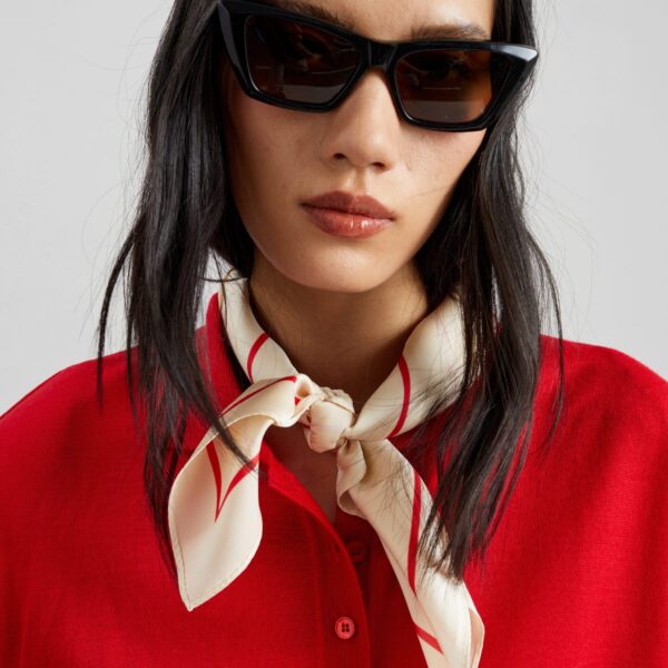 The Frankie Shop Avallon Padded Knit Polo - Red - Oversized Minimalist Tops in Red - Shop at Coveti