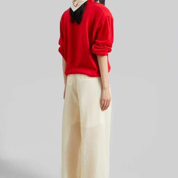 The Frankie Shop Avallon Padded Knit Polo - Red - Oversized Minimalist Tops in Red - Shop at Coveti
