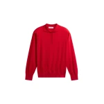 The Frankie Shop Avallon Padded Knit Polo - Red - Oversized Minimalist Tops in Red - Shop at Coveti