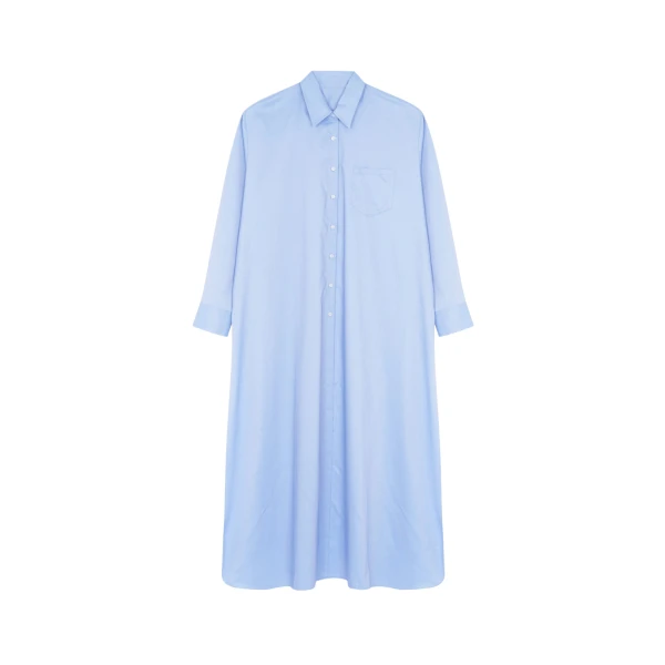 The Frankie Shop Avery Shirt Dress - Blue - Oversized Minimalist Dresses in Blue - Shop at Coveti