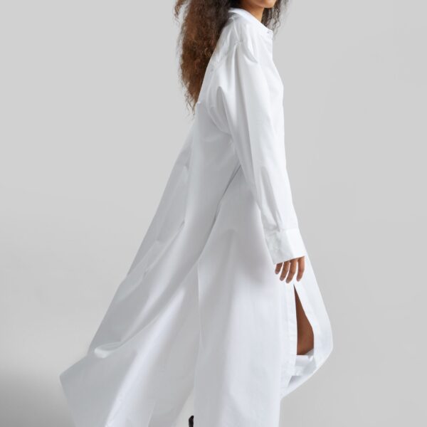 The Frankie Shop Avery Shirt Dress - White - Oversized Minimalist Dresses in White - Shop at Coveti