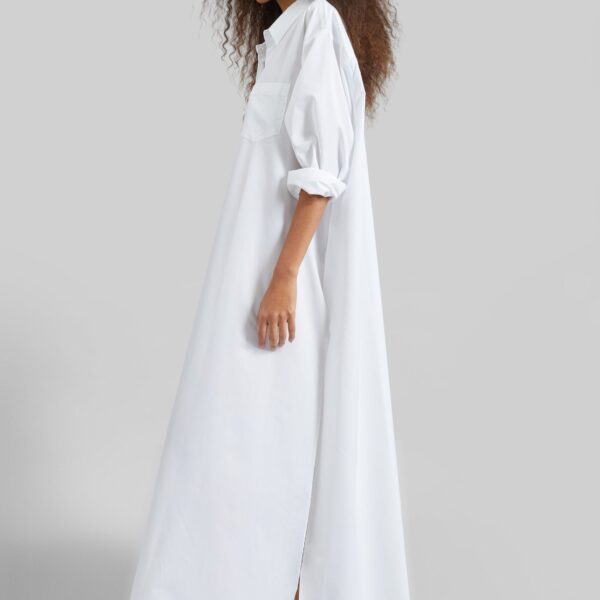 The Frankie Shop Avery Shirt Dress - White - Oversized Minimalist Dresses in White - Shop at Coveti