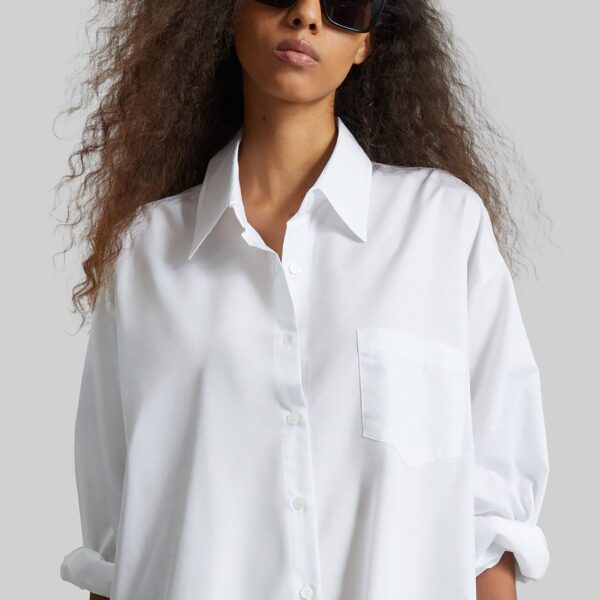 The Frankie Shop Avery Shirt Dress - White - Oversized Minimalist Dresses in White - Shop at Coveti
