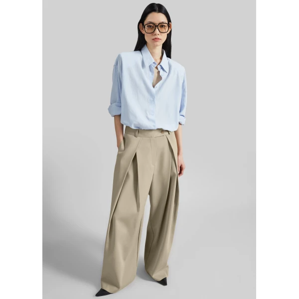 The Frankie Shop Avray Pleated Trousers – Beige, view 2