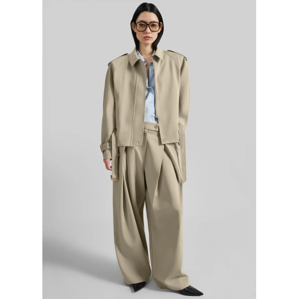 The Frankie Shop Avray Pleated Trousers – Beige, view 3