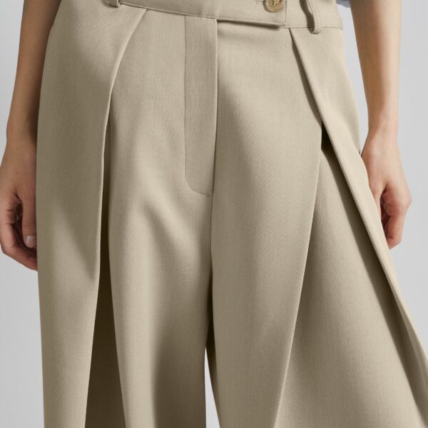 The Frankie Shop Avray Pleated Trousers - Beige - Oversized Minimalist Pants in Beige - Shop at Coveti
