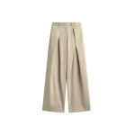 The Frankie Shop Avray Pleated Trousers - Beige - Oversized Minimalist Pants in Beige - Shop at Coveti