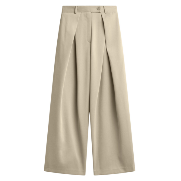 The Frankie Shop Avray Pleated Trousers - Beige - Oversized Minimalist Pants in Beige - Shop at Coveti