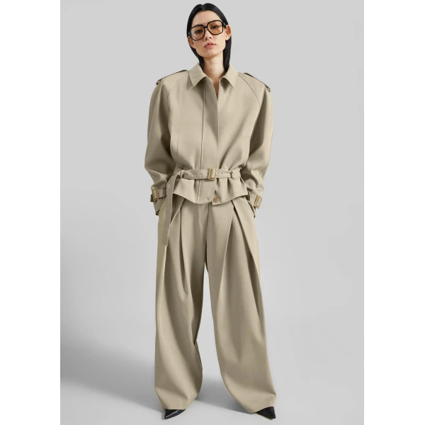 The Frankie Shop Avray Short Trench – Beige, view 2