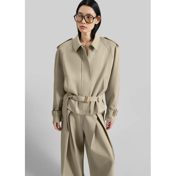 The Frankie Shop Avray Short Trench – Beige, view 3