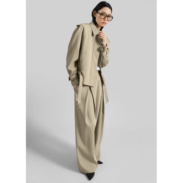 The Frankie Shop Avray Short Trench – Beige, view 5