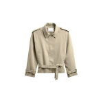 The Frankie Shop Avray Short Trench - Beige - Oversized Minimalist Coats in Beige - Shop at Coveti