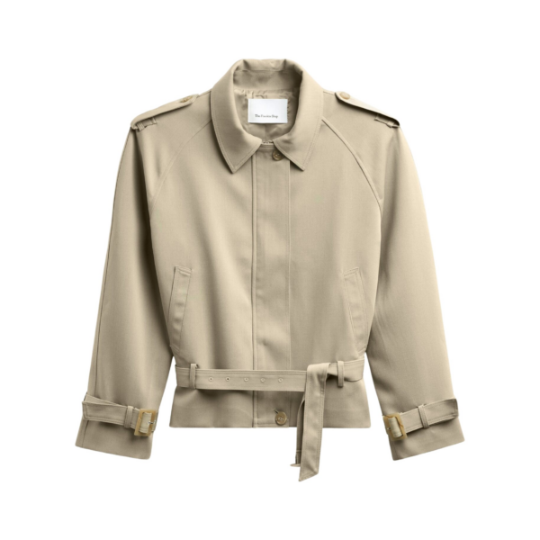 The Frankie Shop Avray Short Trench - Beige - Oversized Minimalist Coats in Beige - Shop at Coveti