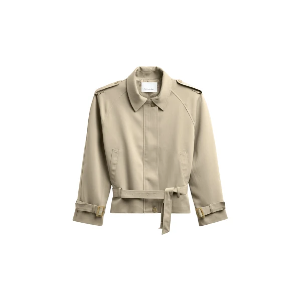 The Frankie Shop Avray Short Trench - Beige - Oversized Minimalist Coats in Beige - Shop at Coveti