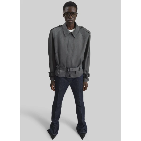 The Frankie Shop Avray Short Trench – Grey, view 2