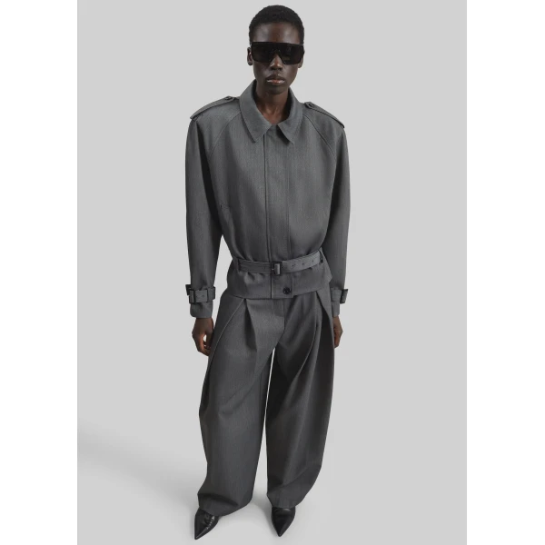 The Frankie Shop Avray Short Trench – Grey, view 3
