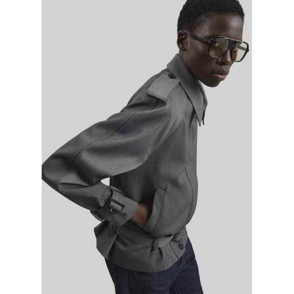 The Frankie Shop Avray Short Trench – Grey, view 4