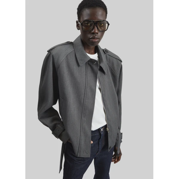 The Frankie Shop Avray Short Trench – Grey, view 6