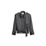The Frankie Shop Avray Short Trench - Grey - Oversized Minimalist Coats in Grey - Shop at Coveti