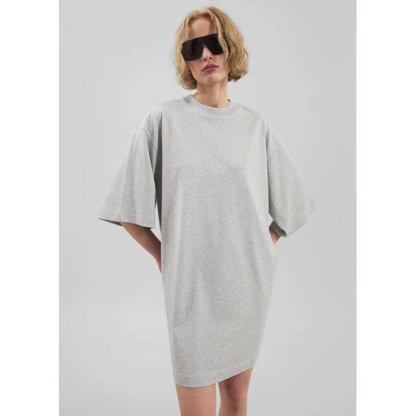 The Frankie Shop Ayaz Oversized T-Shirt Dress – Grey Melange, view 2