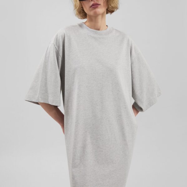 The Frankie Shop Ayaz Oversized T-Shirt Dress - Grey Melange - Oversized Minimalist Dresses in Grey - Shop at Coveti