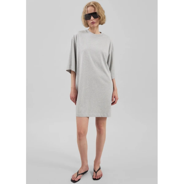 The Frankie Shop Ayaz Oversized T-Shirt Dress – Grey Melange, view 4