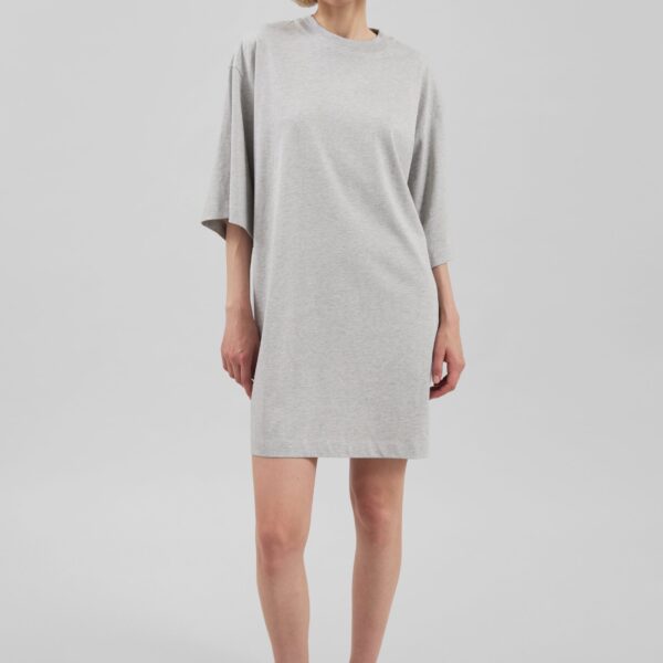The Frankie Shop Ayaz Oversized T-Shirt Dress - Grey Melange - Oversized Minimalist Dresses in Grey - Shop at Coveti