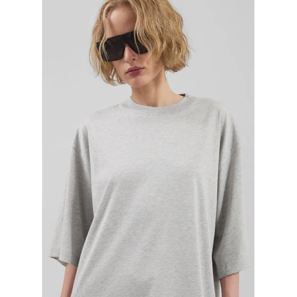 The Frankie Shop Ayaz Oversized T-Shirt Dress – Grey Melange, view 5