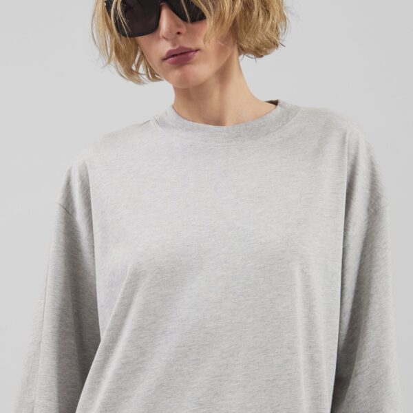 The Frankie Shop Ayaz Oversized T-Shirt Dress - Grey Melange - Oversized Minimalist Dresses in Grey - Shop at Coveti