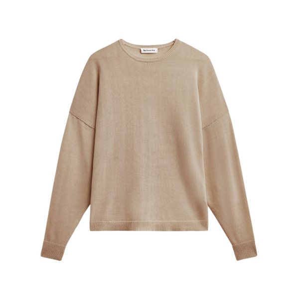 The Frankie Shop Basel Crew Neck Sweater - Beige - Oversized Minimalist Knitwear in Beige - Shop at Coveti