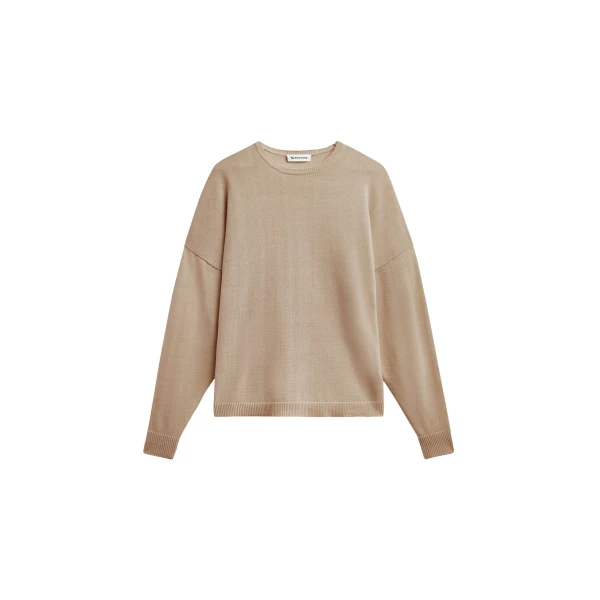 The Frankie Shop Basel Crew Neck Sweater - Beige - Oversized Minimalist Knitwear in Beige - Shop at Coveti