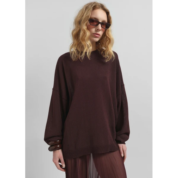 The Frankie Shop Basel Crew Neck Sweater – Burgundy, view 2
